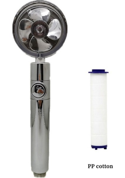 Gümüş Su Durdurma Stili Su Tasarrufu Akışı 360 Derece Dönen Küçük Fan Abs Yağmur Yüksek Basınçlı Püskürtme Memesi Banyo Aksesuarları Turbo (Yurt Dışından)