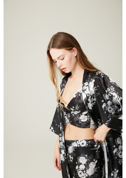 Saten 3'lü Pijama Takımı Ashley Darkrosse