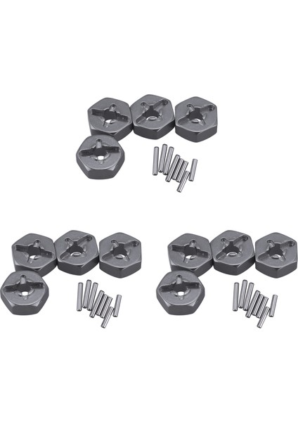 3x Alüminyum Alaşım 12MM Birleştirici Tekerlek Hub Hex Adaptörü Yükseltmeler Için 144001 1/14 Rc Araba Yedek Parçaları, Gri (Yurt Dışından)