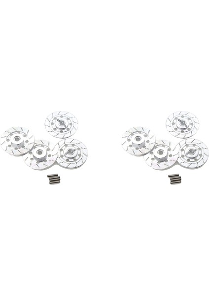 8 Adet Metal Fren Diski Jant Kutusu Metal Altıgen Adaptör 12MM 1/10 Sakura D4 On-Road Yarış Rc Araba Parçaları, Gümüş (Yurt Dışından)