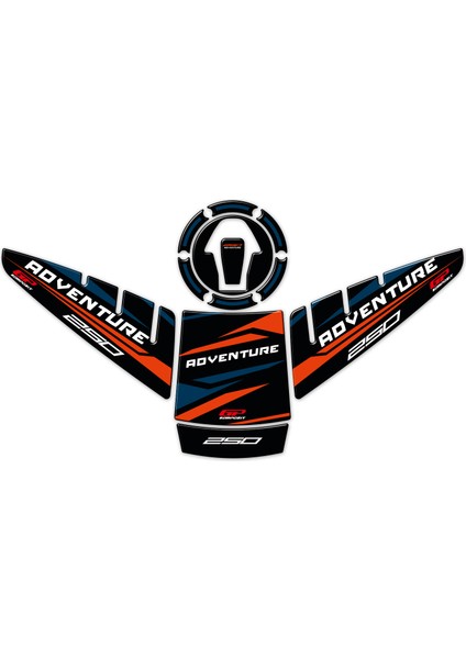 Ktm 250 Adventure 2020-2024 Uyumlu Tank Pad Seti Siyah-Mavi