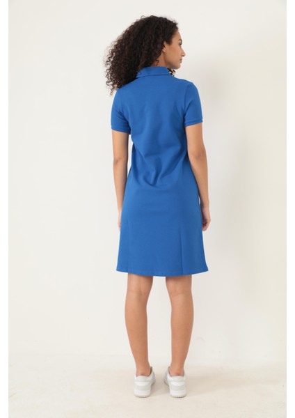 Saks Kadın Polo Yaka Kısa Kollu Örme Elbise -2431 modelleri