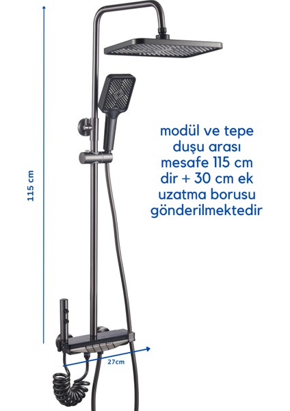 Dijital LED Göstergeli Piyano Akıllı Lüks Duş Seti Şelale ve Yağmur Tepe Duş Seti