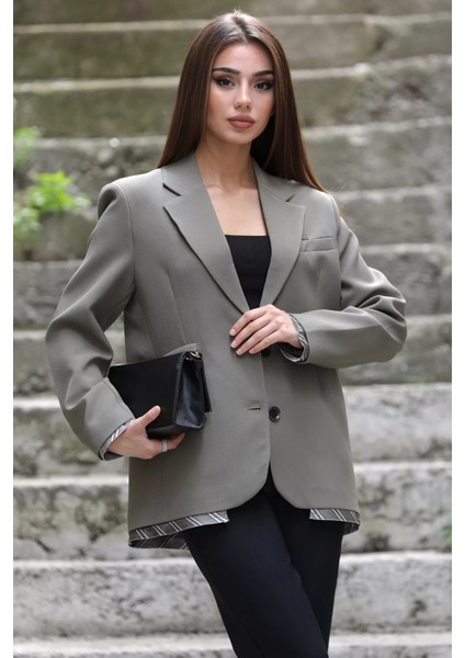 Kadın Astarlı Oversize Blazer Ceket