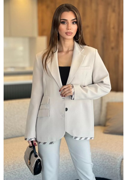 Kadın Astarlı Oversize Blazer Ceket