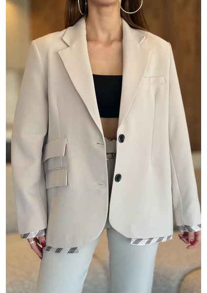 Kadın Astarlı Oversize Blazer Ceket