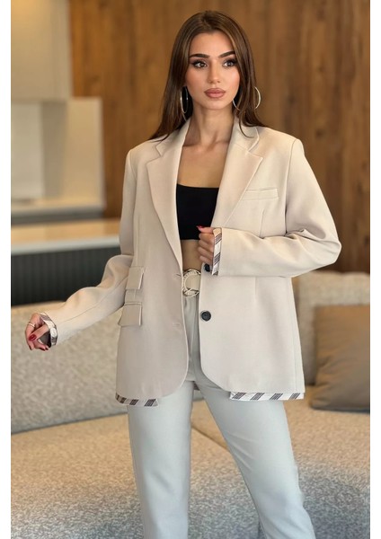 Kadın Astarlı Oversize Blazer Ceket