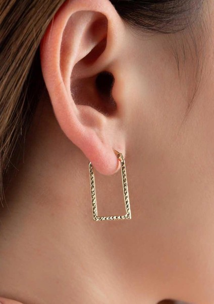 14 Ayar Altın Dikdörtgen Çerçeveli Küpe fiyatları