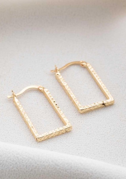 14 Ayar Altın Dikdörtgen Çerçeveli Küpe fırsatları