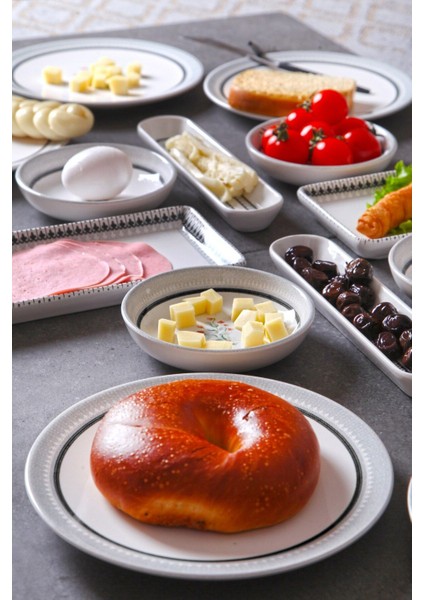 14 Parça 6 Kişilik Handmade Ilkbahar Desen Kahvaltı Takımı - Lüx Kahvaltılık Sunum Seti