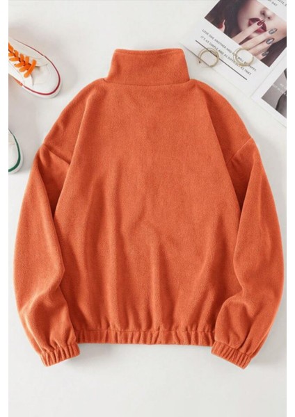 Kadın Kanguru Cepli Fermuarlı Polar Sweatshirt fiyatları
