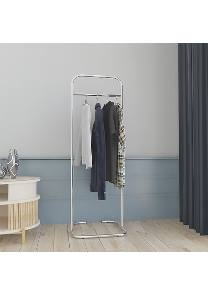 Butik Dik Tekli Krom Konfeksiyon Askısı Ayaklı Askılık Elbise Askılığı