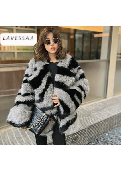 Gri Siyah Tilki Taklid Ithal Kürk