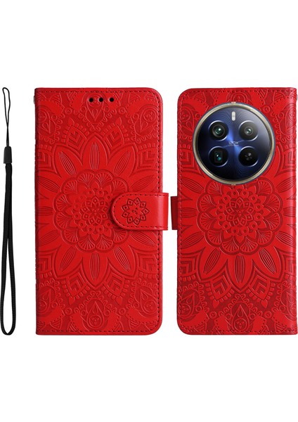 Realme 12 Pro/12 Pro Plus 5g Deri Kılıf Baskılı Ayçiçeği Flip Folyo Cüzdan Telefon Kapağı (Yurt Dışından)