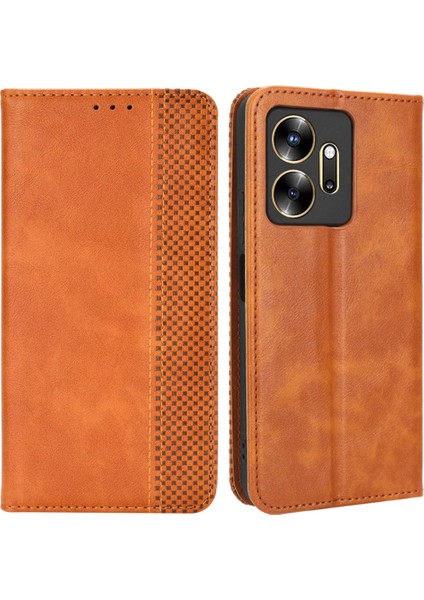 Infinix Zero 20 4g X6821 Cüzdan Telefon Kılıfı Retro Pu Deri Kapak Manyetik Kapatma Stand Kılıfı (Yurt Dışından)