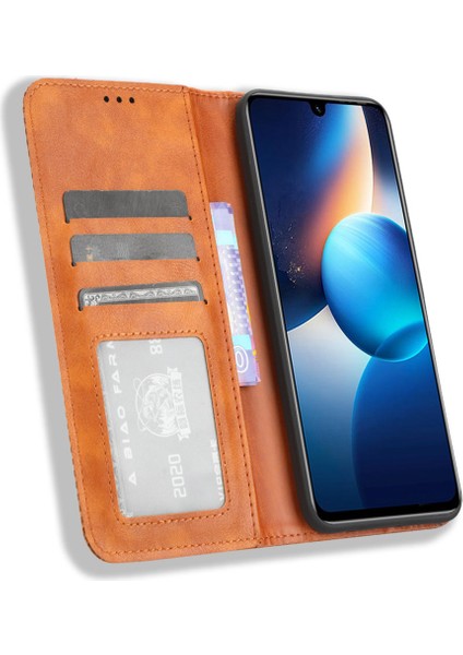 Infinix Zero 20 4g X6821 Cüzdan Telefon Kılıfı Retro Pu Deri Kapak Manyetik Kapatma Stand Kılıfı (Yurt Dışından)