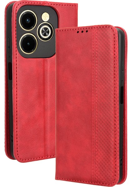 Infinix Hot 40I Retro Deri Telefon Kılıfı Telefon Standı Cüzdan Kapağı (Yurt Dışından)