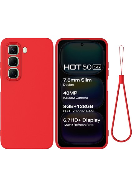 Infinix Hot 50 5g El Kayışlı Sıvı Silikon Çizilmez Telefon Kılıfı (Yurt Dışından)