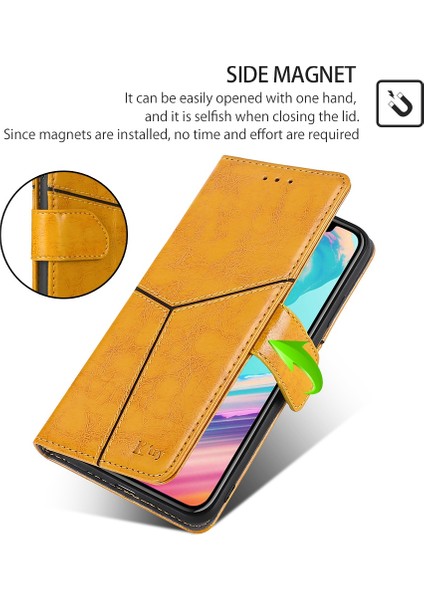 Tecno Spark 10 4g Pu Deri Geometrik Ekleme Telefon Kılıfı Cüzdan Folyo Kapak Çevirin (Yurt Dışından)