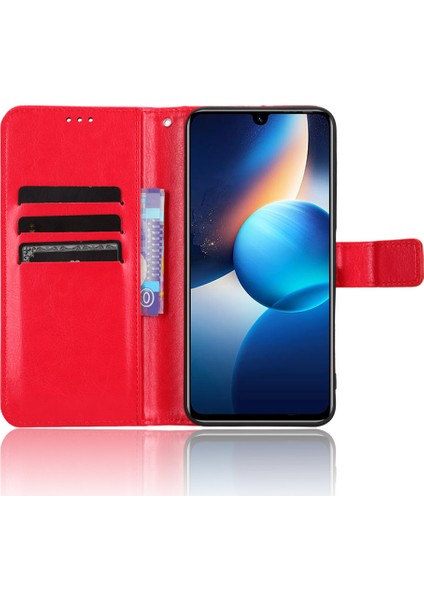 Infinix Zero 20 4g X6821 Çılgın At Doku Telefon Kılıfı Pu Deri Cüzdan Anti-Damla Çevirme Stand Kapağı (Yurt Dışından)