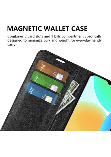 Infinix Smart 6 Cüzdan Anti-Drop Kabuğu Litchi Doku Pu Deri Deri Flip Stand Telefon Kılıfı Kapak (Yurt Dışından)