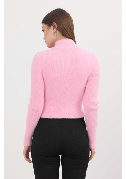 6806 Fermuarlı Kısa Yumoş Hırka Pembe indirimleri