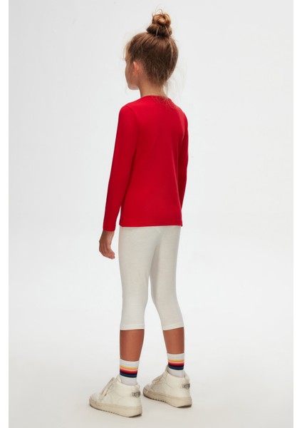 Kırmızı Basic Mevsimlik Likralı Uzun Kollu Kız Çocuk Tişört fırsatları