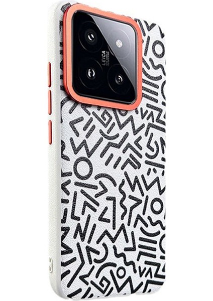 Xiaomi 14 Metal Lens Çerçeveli Pu+Pc+Tpu Telefon Kapağı (Yurt Dışından)