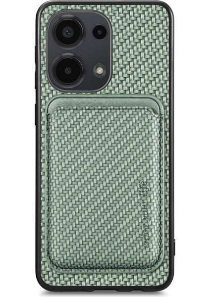 Xiaomi Poco M6 Pro 4g / Redmi Note 13 Pro 4g Karbon Fiber Deri Arka Kapak ile Çıkarılabilir Manyetik Kart Çantası (Yurt Dışından)