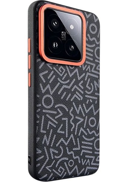 Xiaomi 14 Metal Lens Çerçeveli Pu+Pc+Tpu Telefon Kapağı (Yurt Dışından)