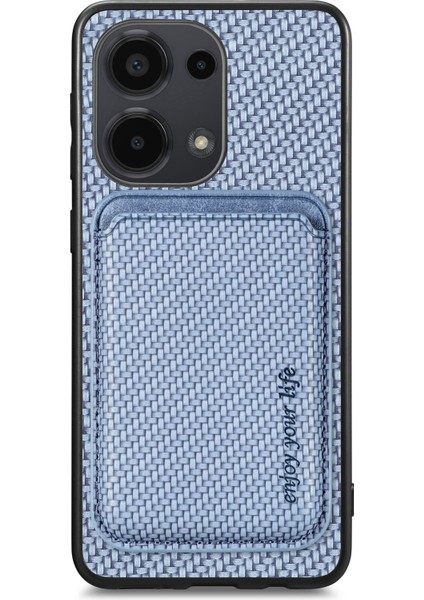 Xiaomi Poco M6 Pro 4g / Redmi Note 13 Pro 4g Karbon Fiber Deri Arka Kapak ile Çıkarılabilir Manyetik Kart Çantası (Yurt Dışından)