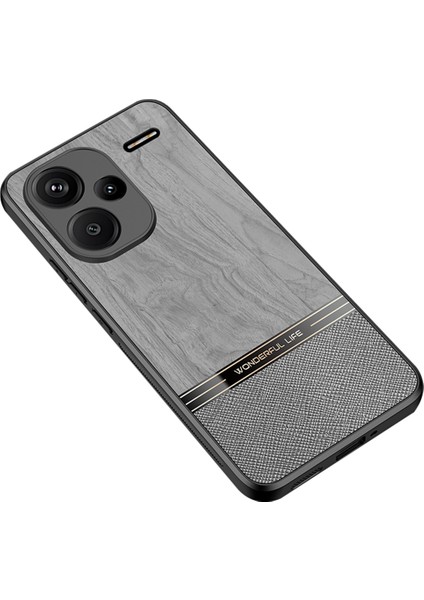 Xiaomi Redmi Note 13 Pro Plus 5g Ahşap Doku Deri Kaplamalı Tpu Telefon Koruyucu Kapak (Yurt Dışından)