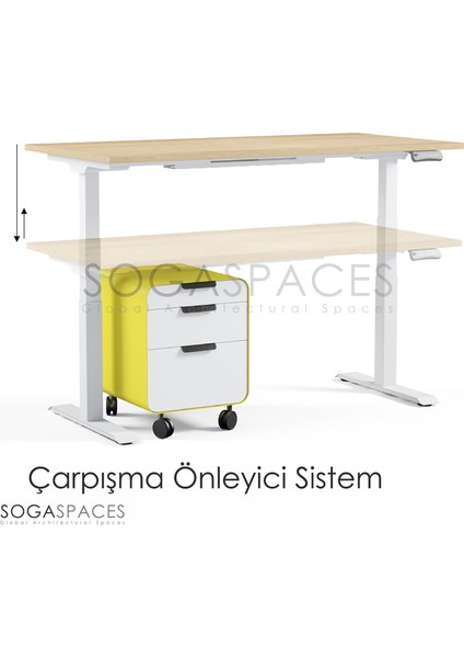 Regula Desk 3P - Elektrikli Yüksekliği Ayarlanabilir Çalışma Masası (Siyah Ayak, Meşe Tabla - 120x60)