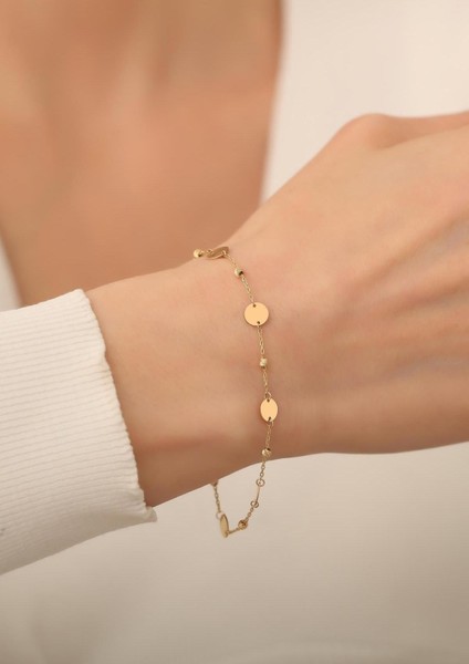 14 Ayar Altın Dorika Detaylı Pul Bileklik fiyatları