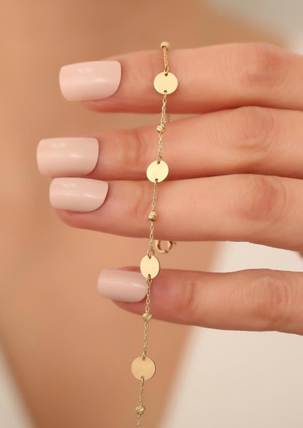 14 Ayar Altın Dorika Detaylı Pul Bileklik fırsatları