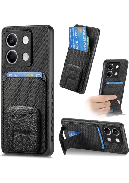 Xiaomi Redmi Note 13 5g Karbon Fiber Doku Deri Kaplamalı Tpu Kart Yuvası Telefon Kapağı (Yurt Dışından)