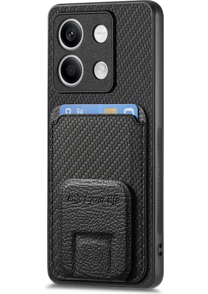 Xiaomi Redmi Note 13 5g Karbon Fiber Doku Deri Kaplamalı Tpu Kart Yuvası Telefon Kapağı (Yurt Dışından)