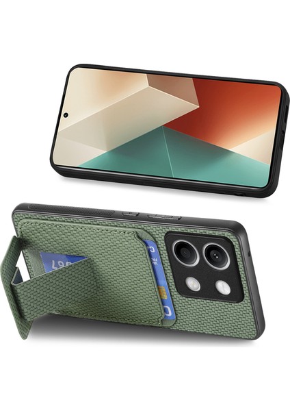 Xiaomi Redmi Note 13 5g Karbon Fiber Doku Deri Kaplamalı Tpu Kart Yuvası Telefon Kapağı (Yurt Dışından)