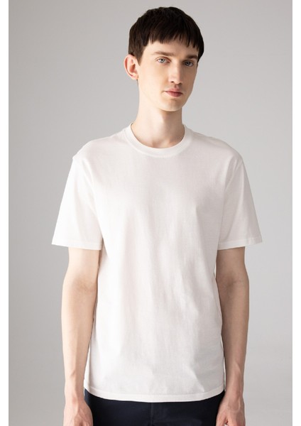 New Regular Fit Bisiklet Yaka Basic Düz %100 Pamuk Kısa Kollu Tişört V7699AZ24SP