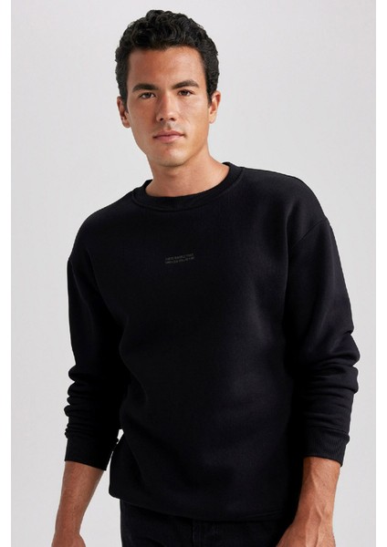 Boxy Fit Bisiklet Yaka Baskılı Sweatshirt X8282AZ23AU
