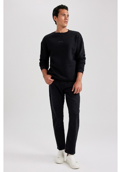 Boxy Fit Bisiklet Yaka Baskılı Sweatshirt X8282AZ23AU fiyatları