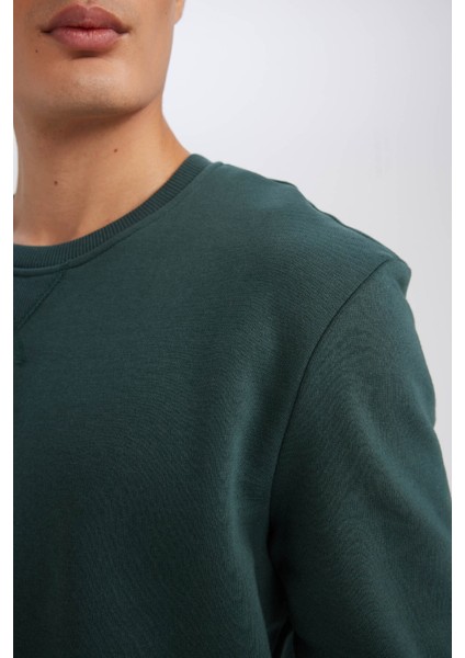 Regular Fit Bisiklet Yaka Kalın Basic Düz Sweatshirt T3777AZ24AU