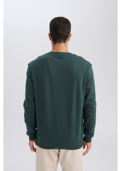 Regular Fit Bisiklet Yaka Kalın Basic Düz Sweatshirt T3777AZ24AU