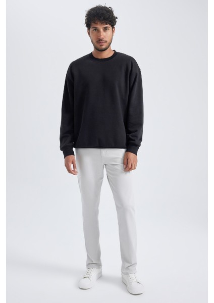 Oversize Geniş Kalıp Bisiklet Yaka Kalın Basic Düz Sweatshirt T5139AZ23AU fiyatları