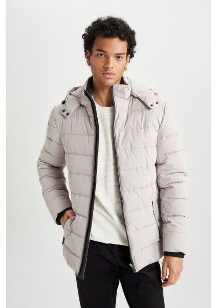 Rüzgar Geçirmez Şişme Mont Slim Fit Kapüşonlu Suni Kürk Astarlı Fermuarlı R0216AZ23AU fırsatları