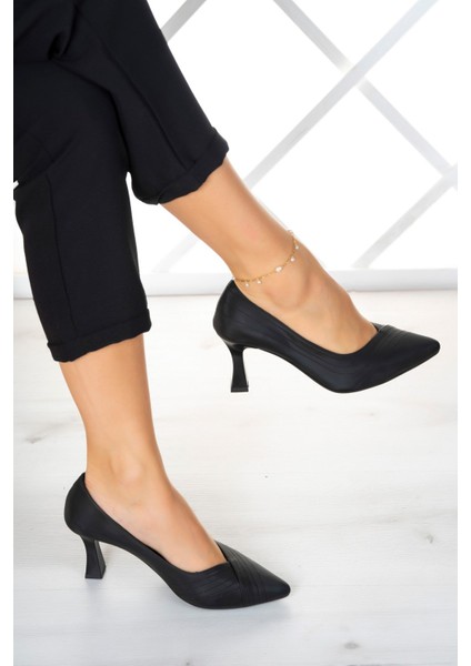 Amelia Siyah Saten Abiye Topuklu Ayakkabı
