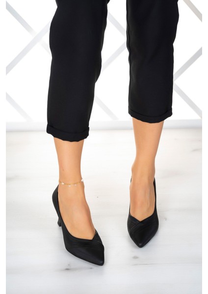 Amelia Siyah Saten Abiye Topuklu Ayakkabı modelleri