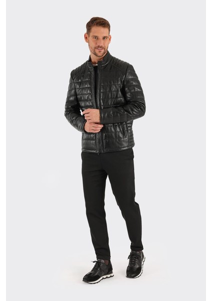 Siyah Deri Erkek Ceket modelleri