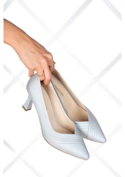 Amelia Gümüş Saten Abiye Topuklu Ayakkabı fırsatları