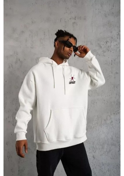 By Kea Kapşonlu Baskılı Sweetshirt - Beyaz